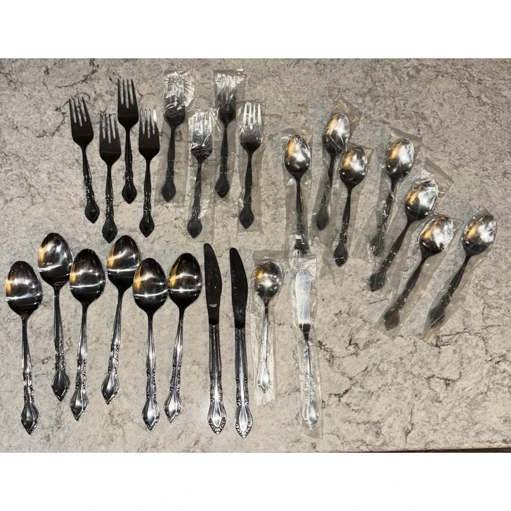 25 Piece LA Rondine Stainless Silverware Flatware Lot Spoons Forks Knives Korea